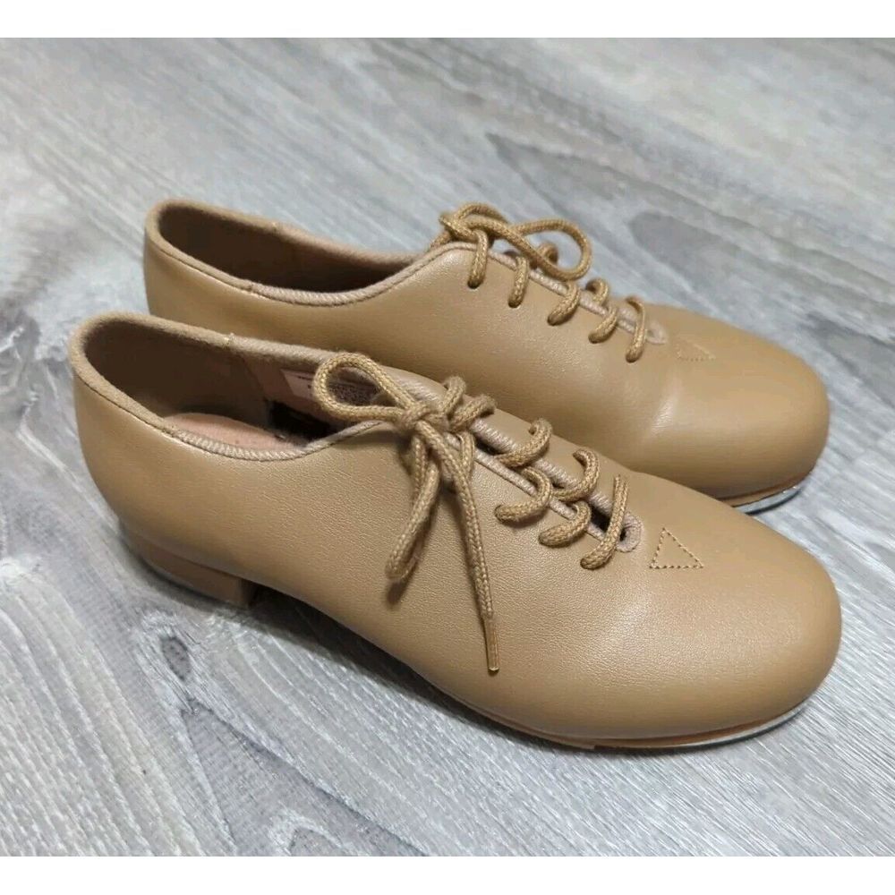 Leo‎ Childs Oxford Tan Lace Up Jazz Tap Shoes Size 12M